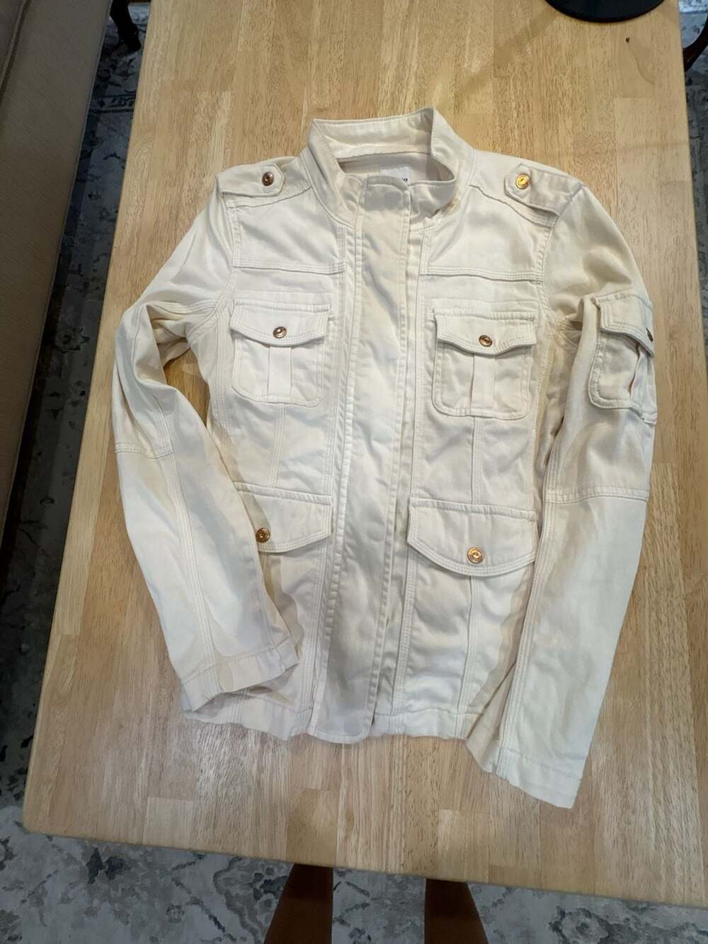 Kensie Jeans Women's Khaki Lightweight Zip-Up Utility Jacket M
